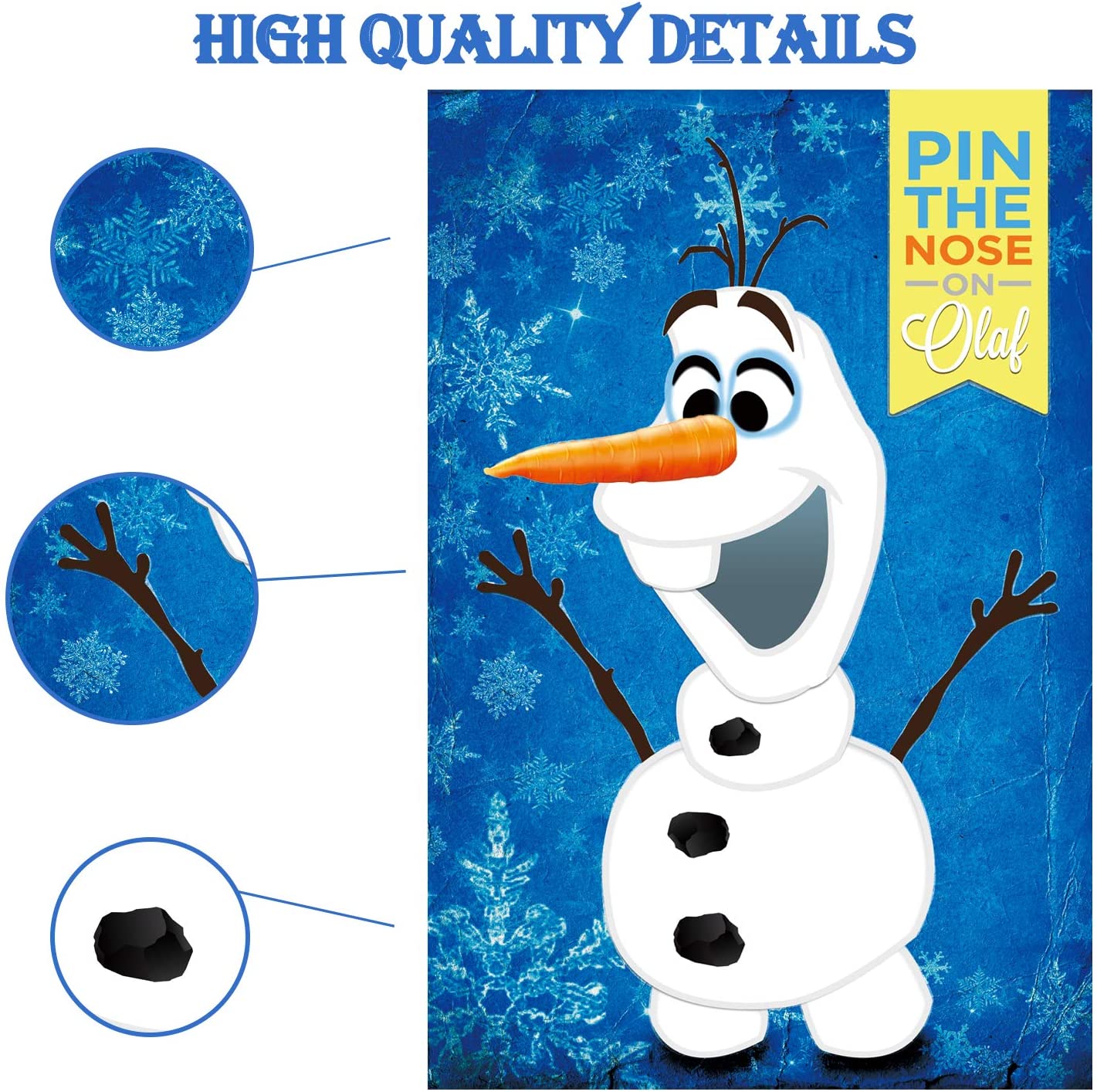 froze party supplies pin the nose on olaf froze party games large poster 24pcs reusable nose stickers for frozen theme birthday baby shower party favors decorations walmart com
