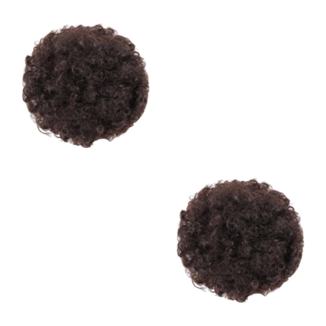 Baohd Effortless Afro Puff Drawstring Ponytail Bun Short Afro Kinky Puff Synthetic Brown Black 2Set