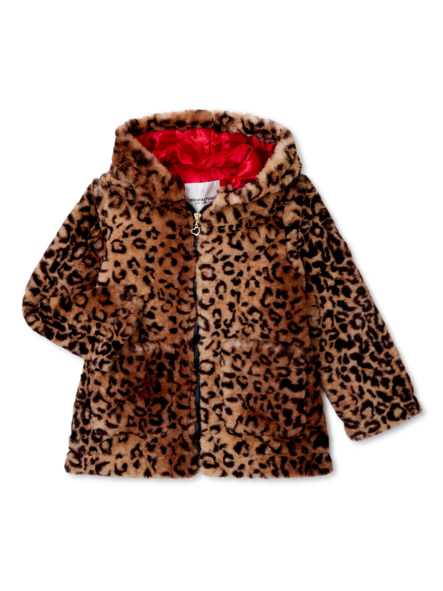 Urban Republic Girls' Faux Hooded Zip-Up Coat, Sizes 4-6X - Walmart.com
