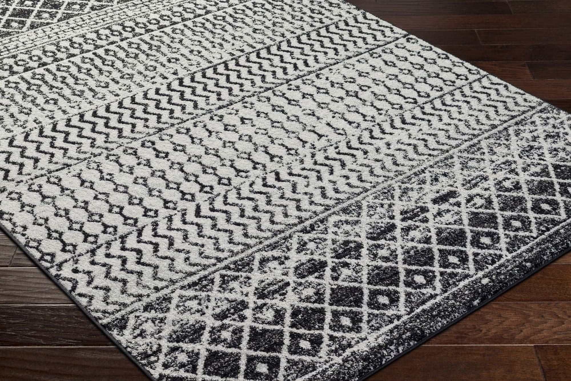 Livabliss Area Rugs for Living Room, 10x14 Elaziz Global Black Rug, Bedroom Dining Room Home Decor Stain Resistant Carpet (10' x 13'11")