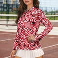 thumbnail image 3 of Yuyamidu Red Candy Canes Long Sleeve Golf Shirt for Women Tennis Tops Running Shirt with Collar Sports Athletic Shirt Christmas Activewear Size L, 3 of 8