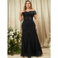 thumbnail image 5 of Miusol Women's Plus Size Floral Lace Off Shoulder Side Split Formal Evening Party Maxi Dress, 5 of 6
