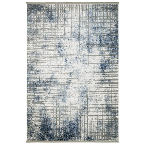 Goldenrod Blue Abstract Acrylic Area Rugs for Living Room Jacquard Textured Modern Rugs Soft Geometric Rug for Bedroom Washable Rug Non-Slip Bohemian Carpet Perfect for Dining Room Office Beige