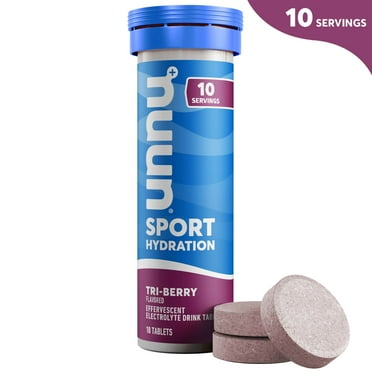 Nuun Sport Electrolyte Sports Drink Water Enhancer Mix Tablets for Proactive Hydration, Tri-Berry, 10 Count Tube