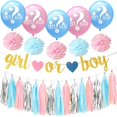 thumbnail image 1 of Toystoory 1 Juego de globos para Baby Shower, guirnalda de borlas de papel, pancarta, flor de pompón, globo de látex rosa y azul, suministros Kits de decoración para fiestas, 1 of 6