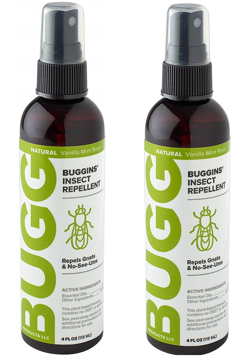 Buggins Natural Insect Repellent  DEET-Free, Repels Gnats & Flies, Plant Based, Vanilla Mint & Rose Scent, 4-oz 2