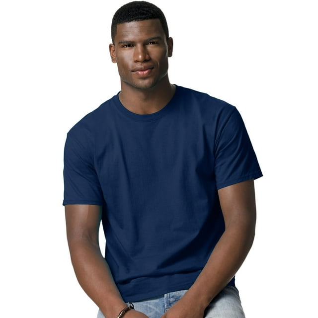 Hanes TAGLESS Men`s T-Shirt - Best-Seller, S, Navy