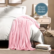 Bare Home Microplush Fleece Blanket - 300 GSM - Fuzzy Microfleece - Soft & Plush - Full/Queen, Light Pink