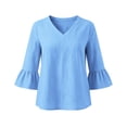 thumbnail image 6 of UAMVSH Womens Blouses Dressy Casual 3/4 Length Sleeve Tops Lightweight Loose Fit V Neck Tunic Shirts Fashion Clothing, 6 of 7