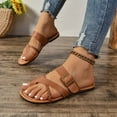 thumbnail image 7 of YYUIJK Women Sandals Clearance Sale,Sandals for Women Flats Shoes,Summer Comfortable Dressy Flat Sandal Adjustable Hook loop Slip on Toe Ring Beach sandal Brown 8.5, 7 of 7