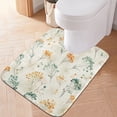 thumbnail image 3 of U-Shaped Toilet Mat Plush Bathroom Rug Mat Non Slip Bathroom Mats Green and Orange Small Flowers, 3 of 5