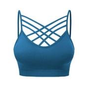 MixMatchy Women's Soft Seamless Triple Criss-Cross Front Bralette Sport Bra with Removable Pads