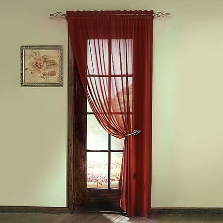 Georgette Window Curtain Panel, Merlot