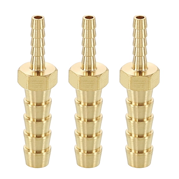 3Pcs Brass Hose Barb to Adapter 1/8" Barb x 1/4" for Automotive, Motorcycle
