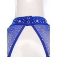 thumbnail image 7 of TiaoBug Women's Gymnastics Leotard Ballet Dance Top Long Sleeve Rhinestones Mesh Figure Ice Skating Bodysuit Royal Blue M, 7 of 7