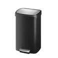 thumbnail image 1 of 13 Gallon / 50 Liter Plastic Trash Can with Lid, Large Garbage Can for Kitchen, Rustproof Step-on Kitchen Trash Bin with Liner Rim, Rear Handle, Soft Close Lid, Black, 1 of 8
