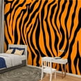 thumbnail image 2 of Peel and Stick Wallpaper Canvas texture tiger orange stripe repeated seamless black jungle safari Modern Art Wall Mural Decor Self Adhesive and Removable 100in x 144in, 2 of 8
