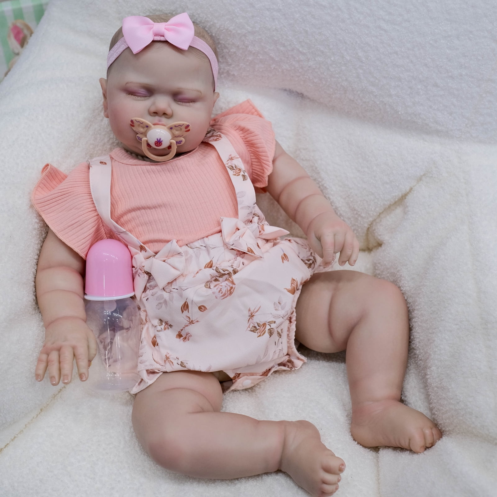 Lifelike Reborn Baby Dolls, Adorable 24 inch Cute Realistic-Newborn Baby Doll Poseable Real Life Cloth Body Baby Dolls with Gift Box for 3+ Year Old
