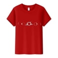 thumbnail image 5 of Hauts d'Été pour Femmes, Blouses Décontractées Élégantes 2024, T-Shirts à Imprimé Solaire, Col Rond, Manches Courtes, Rouge, 5 of 5