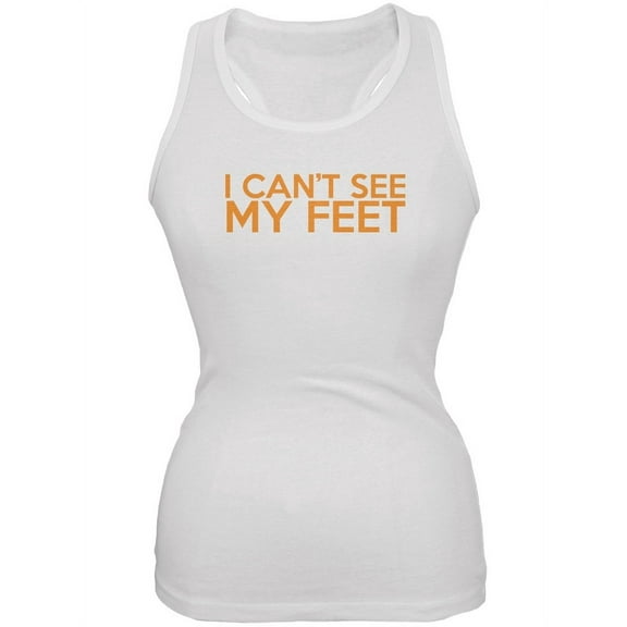 I Can't See My Feet White Juniors Soft Tank Top - X-Large