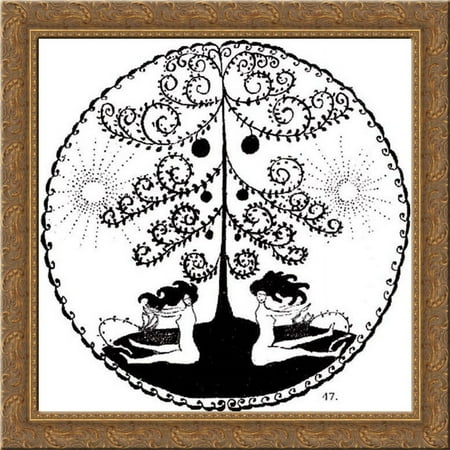 Two dryads 20x20 Gold Ornate Wood Framed Canvas Art by Malevich, Kazimir