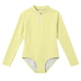 thumbnail image 4 of SGMVNU Girls Long Sleeve Swimsuit Rash Guard Bathing Suit Tropical Print Zipper up Swimwear Summer Beach Sunsuit (Size 7-8 Years, bz1-Light Yellow), 4 of 4