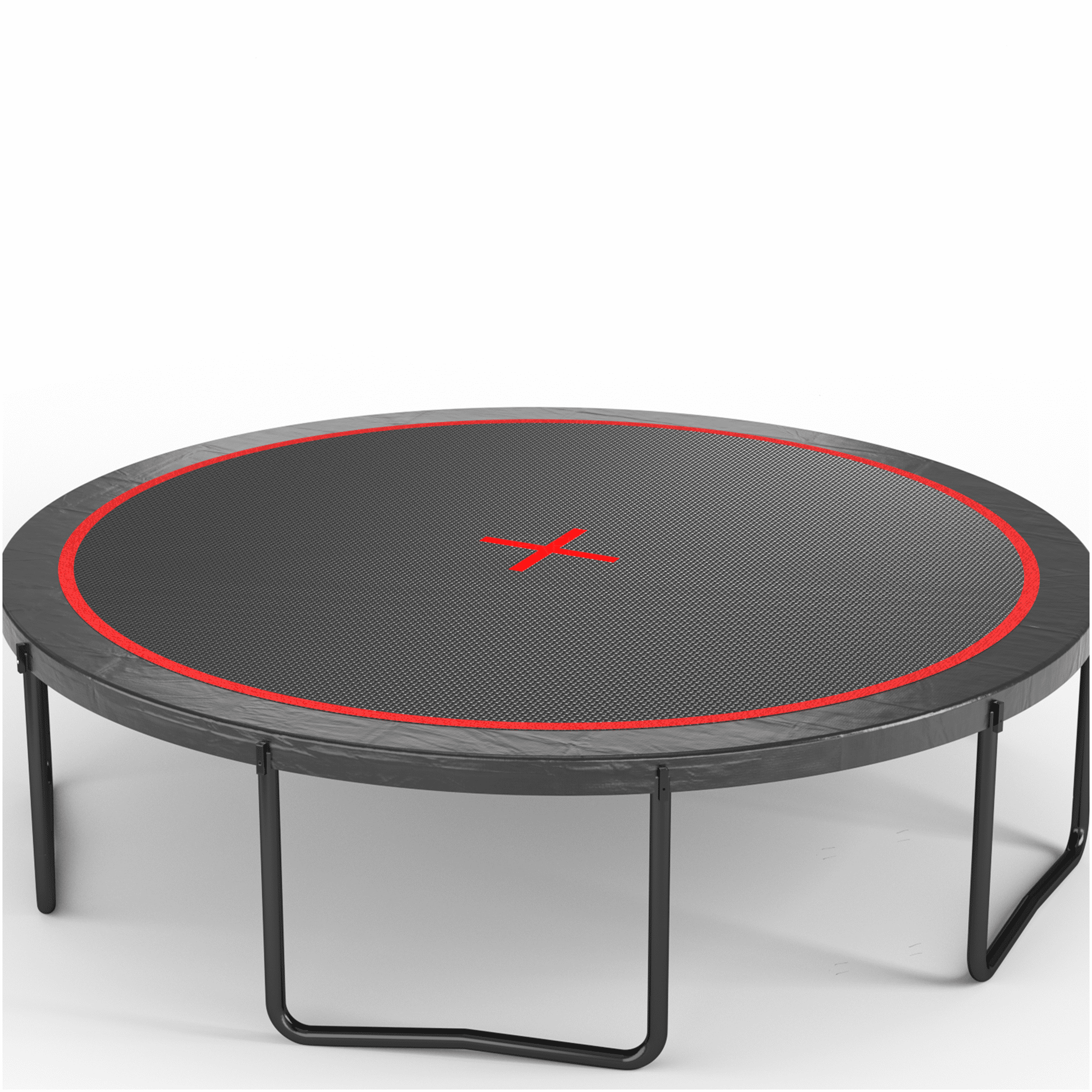 JERFIT 12ft Trampoline with Safety Enclosure Net, Basketball Hoop & Ladder, Outdoor Jumping Mat for Kids and Family, Black and Red