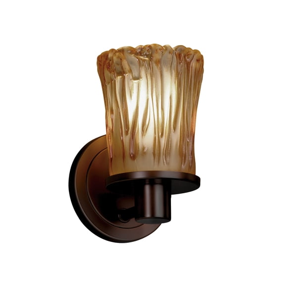Justice Design Group Gla-8511-16-Ambr Veneto Luce 5.25" Rondo 1 Light Wall Sconce - Bronze