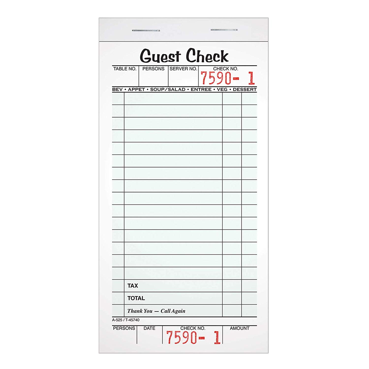 Guest Check Printable