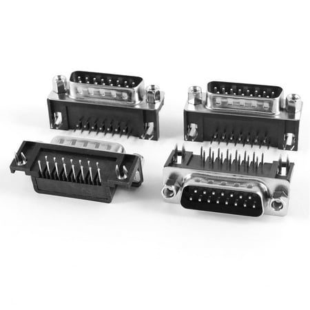 Screw Lock Connector - DB-15 Double Row 90 Degree Lock Screw D-Sub PCB Connector Male Plug 4 Pcs