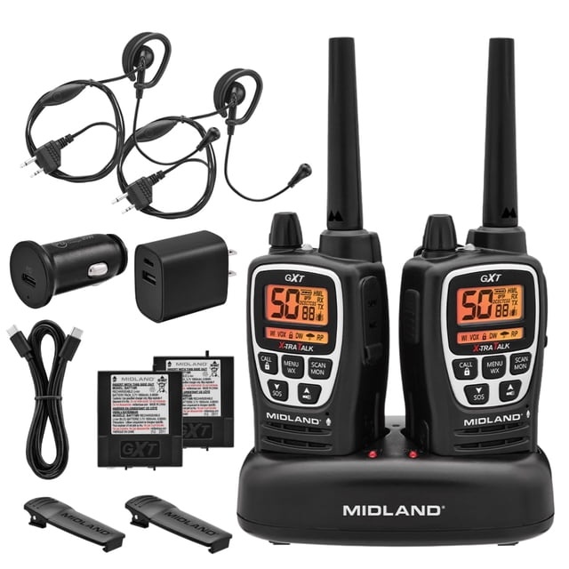 Repetidor de 50 canales con radio bidireccional Midland GXT3000, paquete de 2