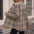 thumbnail image 4 of Hsovts Women Plaid Flannel Shirt, Button Down Buffalo Check Long Sleeve Breathable Fabric Loose Casual Outerwear Multi‑Color Tartan Shirts for Hiking and Daily Wear Light Brown L, 4 of 8