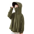 thumbnail image 3 of ZHOGXU Kids Girls Boys Summer Hooded Coat Long Sleeve Solid Color Zip Up Sun Protection Lightweight Breathable Loose Fit Jacket Top For Outdoor Activities,Dark Green,14-16 Years, 3 of 3
