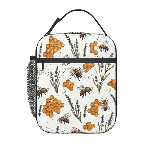 Honeycomb Bees Insulated Lunch Bag For Women Men Reusable Lunch Box Cooler Bag Large Leakproof Lunch Tote For Adult Work Picnic Camping Beach Office