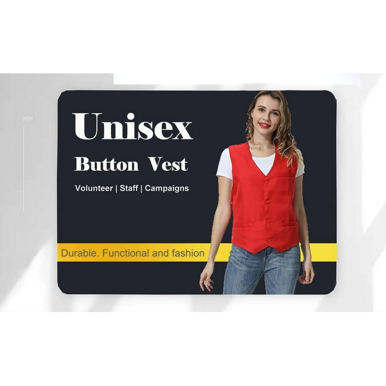 TOPTIE Unisex Button Vest Work Wear Uniform Vest-Blue-M