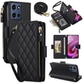 thumbnail image 1 of Para Motorola Moto G Play 5G 2025 Funda Tipo Cartera con Bloqueo RFID, Funda de Teléfono Tipo Bolso Cruzado con 9 Ranuras para Tarjetas, Bolsillo con Cierre y Correa Desmontable, Negro, para Moto G, 1 of 9