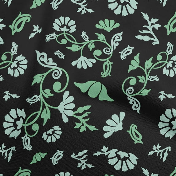 oneOone Viscose Chiffon Black Fabric Asian Silhouette Floral Sewing Material Print Fabric By The Yard 42 Inch Wide