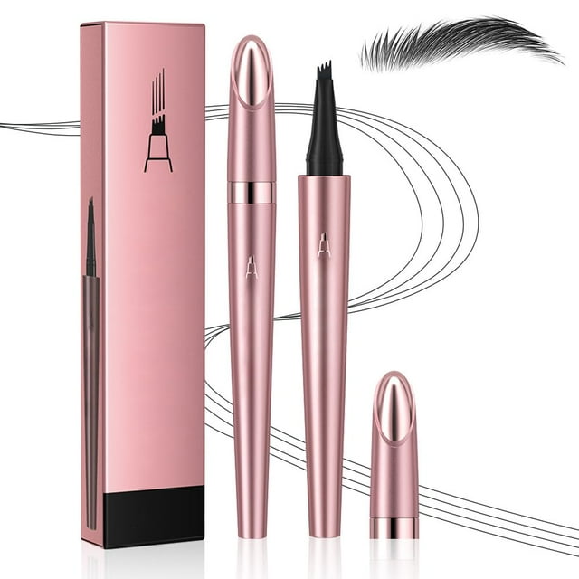 1pcs, Stylo à Sourcils Microblading, Crayon à Sourcils Résistant à L\'eau, Stylo à Sourcils avec 4 Pointes, Maquillage Magique Naturel Premium pour Sourcils, Crayon de Contouring à Coups Fins, Longue Tenue, Noir