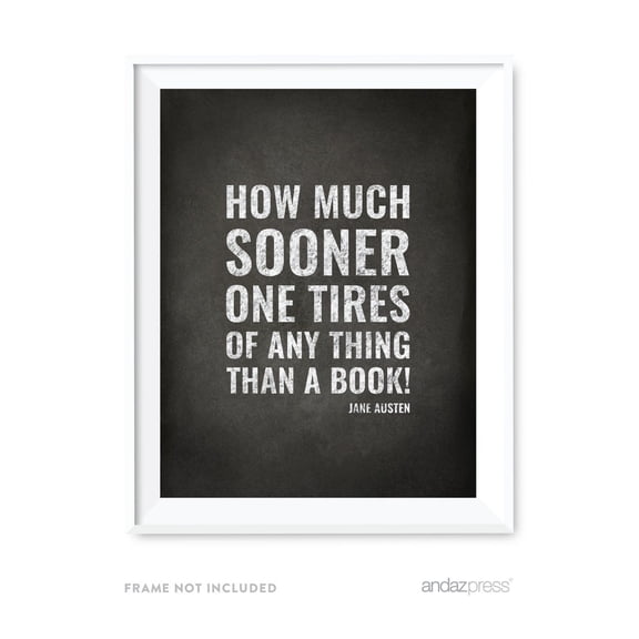 Koyal Wholesale Library Wall Art, 8.5x11-inch How much sooner, Jane Austen 1-Pack UNFRAMED