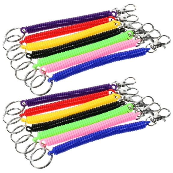 14 Pcs Wristlet Keychain Lanyard Stretch Cord Outdoor Key Rope Spiral Key Chain Coil Keychain Key Chains
