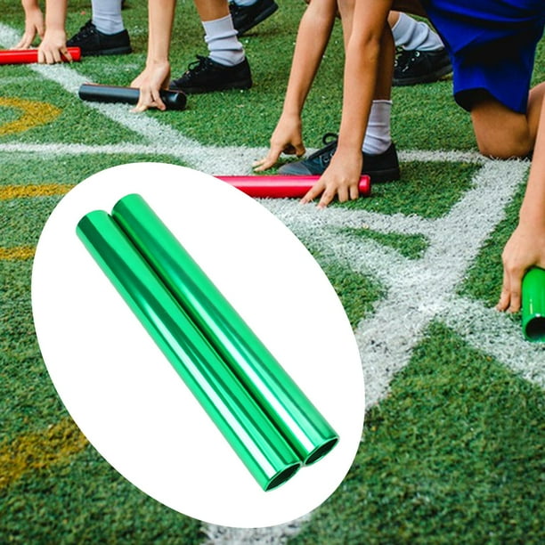 2 piezas de relé de aleación de aluminio palitos de carreras de rango de equipo portátiles competiciones oficiales de juego herramientas deportivas de Verde
