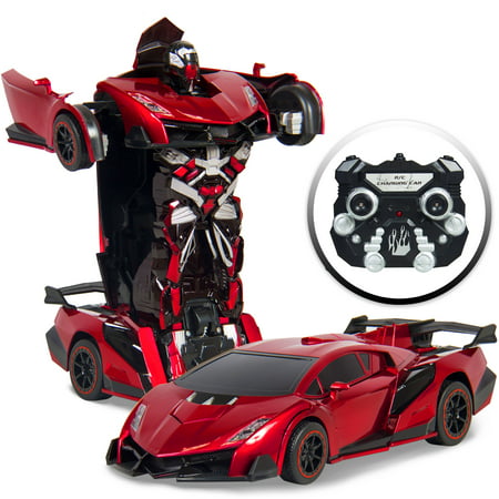 Best Choice Products Kids Transforming RC Remote Control Robot Drifting Sports Race Car Toy w/ Sounds, LED Lights - (Nfs Shift 2 Best Drift Car)