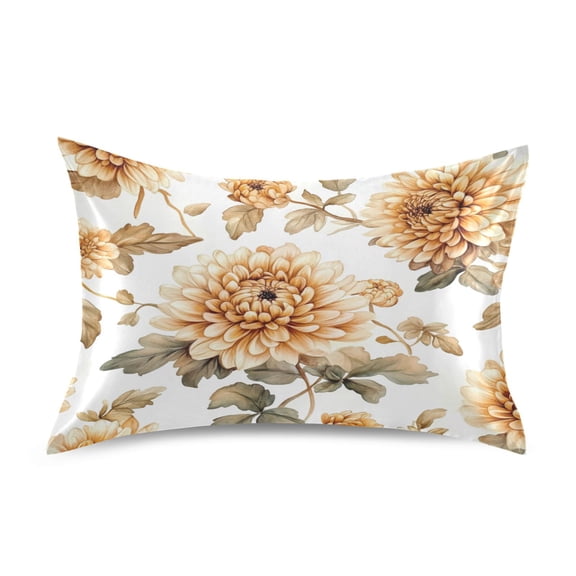 Pillowcase Satin Pillowcase 26x20in Pillow Case Satin Pillow Case Soft and Smooth Maroon Chrysanthemums