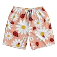 thumbnail image 3 of Uemuo Daisy and Ladybug Pattern Men's Swim Trunks Hawaiian Beach Bathing Suit Swimsuits Beach Quick-Dry Shorts with Pockets-, 3 of 9