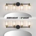 thumbnail image 7 of LIGHTINN Bathroom Dimmable Vanity Light with Cylindrical Clear Striped Glass Shade E26 Socket Base Vintage Fixture 4-Light (Black/Gold), 7 of 7