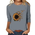 thumbnail image 2 of T-Shirt à Manches Courtes pour Femmes Seductiva Rabais de 50 % Liquidation T-Shirt à Col Rond Imprimé à Manches Sept Quarts Décontracté Haut, 2 of 4