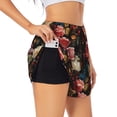 thumbnail image 2 of Disketp Rose Flowers Print Women's Shorts Workout Shorts for Athletic Gym Running Shorts with Phone Pockets X-Large, 2 of 8