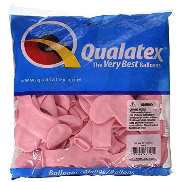 Globos de látex Qualatex 11 con forma de corazón rosa (100 unidades)