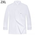 thumbnail image 2 of Delantal de la cocina de la manga larga del poliéster uniforme del chef con los bolsillos delanteros Simple Style Professional Home Supplies for Grill Restaurant White XXL seitruly LF000325-10, 2 of 7