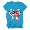 thumbnail image 1 of Tops Cortos para las Mujeres, Cuello Redondo de Manga Corta Impresa Por el Arco Del Día de la Independencia Hecha de 95% Poliéster 5% Spandex para Primavera Verano, Primavera de las Mujeres, 1 of 4